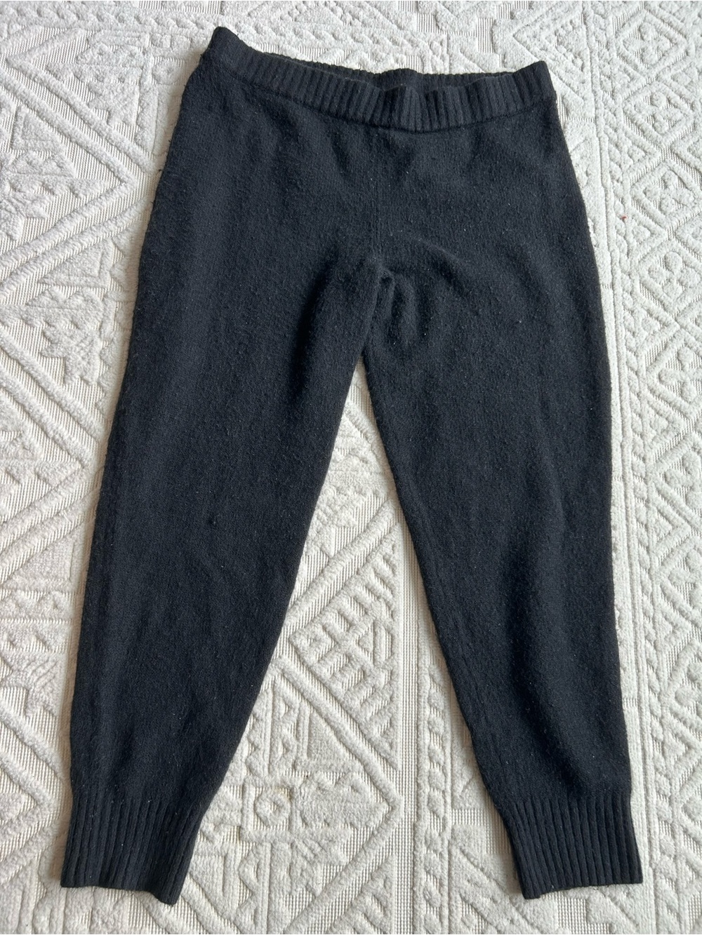 Super Comfy Express Black Knit Ribbed-Waist Loungewear Joggers